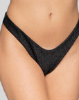 Brasiliana "V" Taglio Glitter Nero