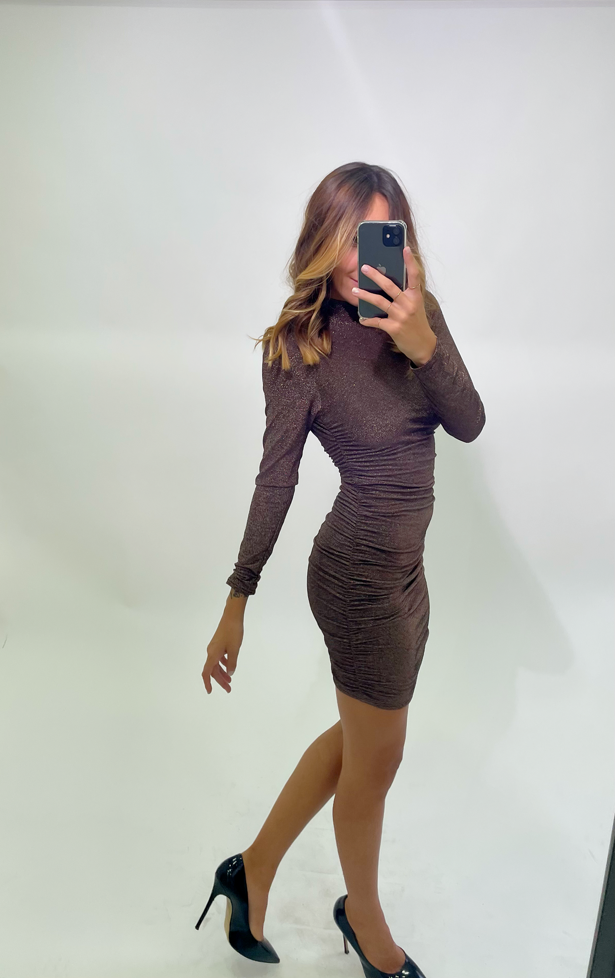 Amanda Lurex Bronze Dress